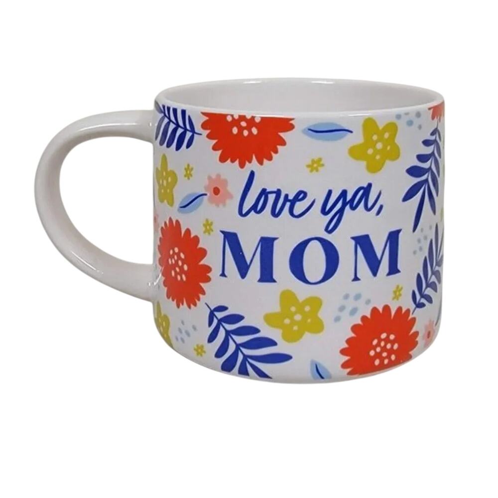 Parker Lane Love Ya Mom Floral Coffee Mug 15 oz White Colorful Mothers Day Gift